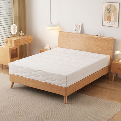 Matelas 90x200 cm blanc et gris, H3, 7 zones ergonomiques, mousse et ressorts ensachés (1/5)