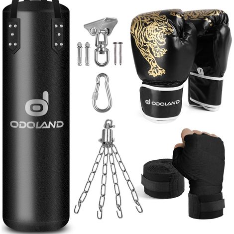 Set de Boxe avec 120cm Sac de Frappe Non REMPLIR et Gants de Boxe pour Adulte et Enfant, Formation de MMA Muay Thai Kickboxing, avec Accessoires de Suspension Punching Bag (1/5)