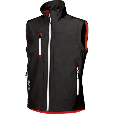 U-Power – Gilet de travail sans manches softshell noir 4XL – Déperlant et coupe-vent – Poche poitrine pour téléphone – Confort en extérieur (1/5)