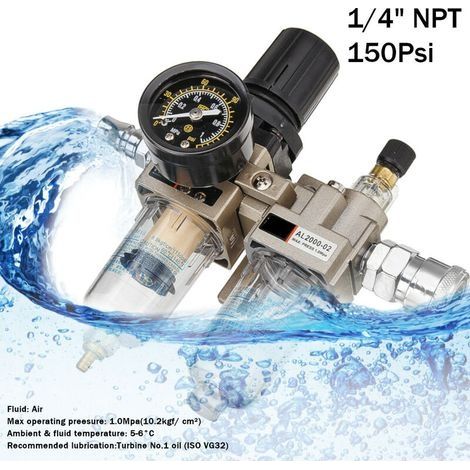 Manueller pneumatischer Luftdruckregler für Kompressoröl-Wasserabscheider 150 Psi AL2000-02 AW2000-02 (1/4)