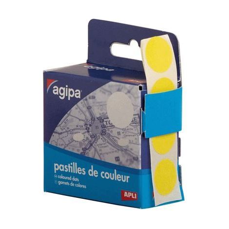 Disques adhesifs - AGIPA - 15mm jaune - boite de 150