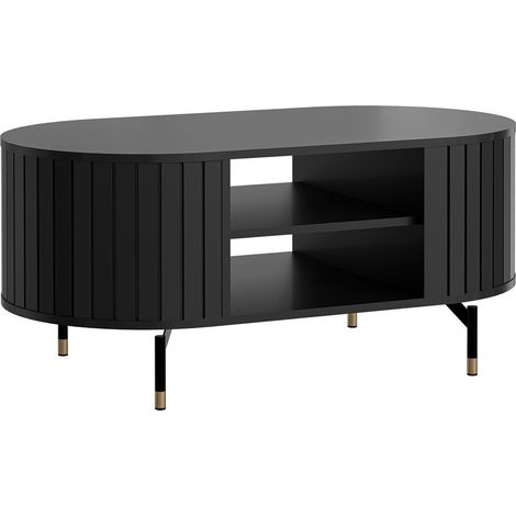 Mesa de centro Novmono 105, Negro, 47x56x105cm, Diámetro: 0, Aglomerado laminado, Ovalada