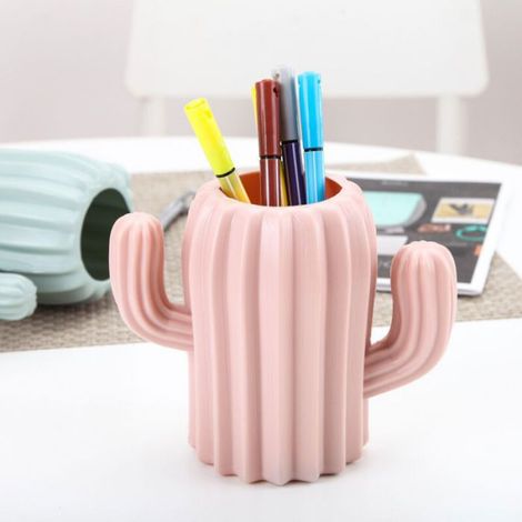 Porte-Stylo Cactus - Organisateur Bureau Et Maquillage - Plastique Haute Qualité - 3 Pièces (1/5)