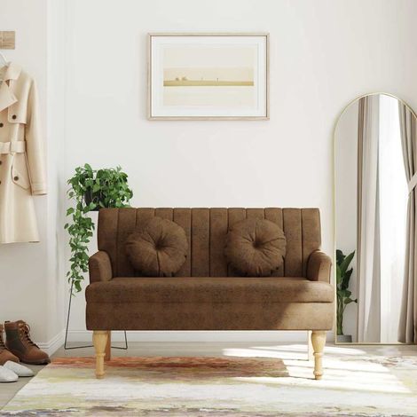 vidaXL Banc avec coussins marron 113x64,5x75,5 cm similicuir daim (1/5)