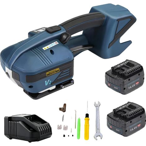 Macchina per cinghie, tensionamento automatico, sistema a doppia batteria, 2 batterie (1/2)