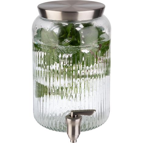 Distributeur de boissons, 3,8 litres, récipient en verre, robinet en inox, Ø 16 cm, hauteur 25 cm (1/5)