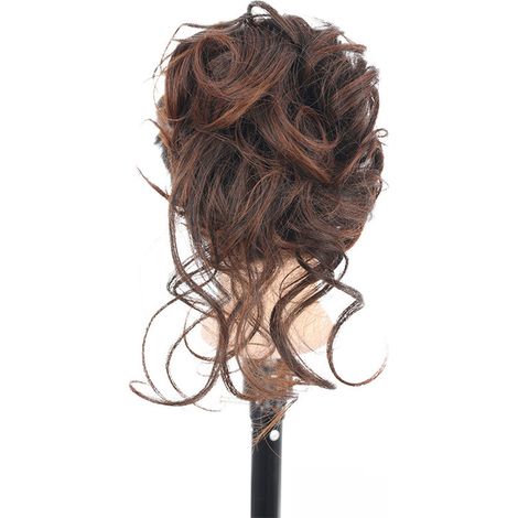 Chignon Clip-on Boucles Ondulées Extensions Cheveux Brun Clair Femmes Filles (1/5)