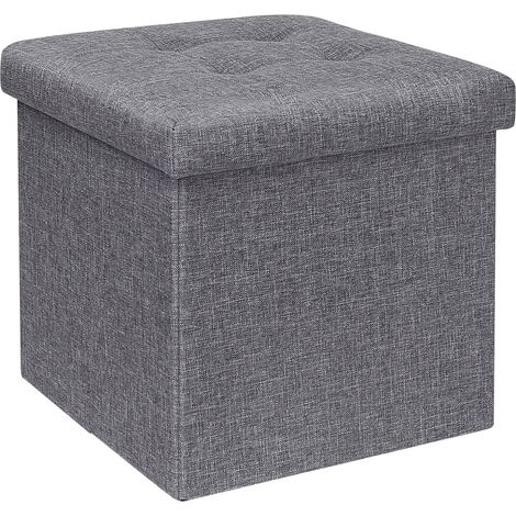 Poufs Et Repose Pieds Boite de Rangement Jouet Enfant Pouf Coffre Petit 30X30X30CM Grise (1/5)