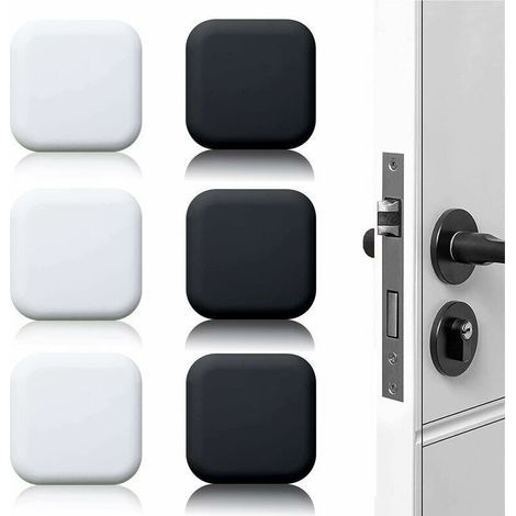 Butoir de porte mural grand 6 pièces tampon de porte autocollant en caoutchouc blanc/noir 45mm×45mm tampon de poignée de porte tampon mural pour poignées de porte contre butée de porte (1/5)