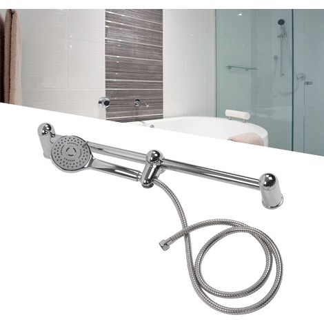 Conjunto de ducha mural con barra deslizante regulable en altura 360°, manguera G1/2 de 1,5 m de longitud y acero inoxidable 304 para el hogar y el baño. (1/5)