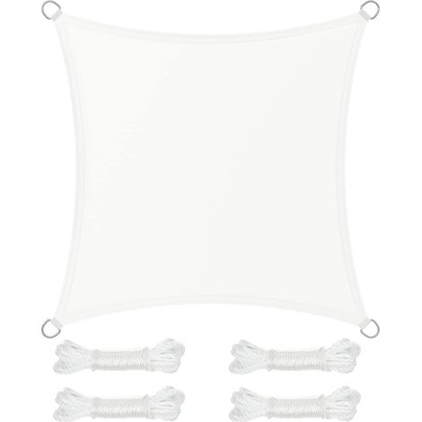 Voile d'Ombrage 3 x 3 m, Hydrofuge Colonne d’Eau de 665 mm, Polyester Anti-déchirure, Protection UV 93%, Terrasse, Jardin, Balcon (1/5)