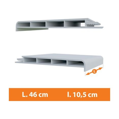 Direct Fenêtres – Appui fenêtre PVC blanc 46cm – Longueur 46cm – Largeur 10,5cm – Fixation clip ou vis – Traitement anti UV pour extérieur