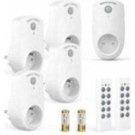 Lot de 5 Prise Programmable Électrique, Prise Télécommandée sans Fil avec 2 Télécommandes 2 Piles Fournies, 30M de Distance de Contrôle dans la Zone Ouverte, Fonction on/Off (1/5)