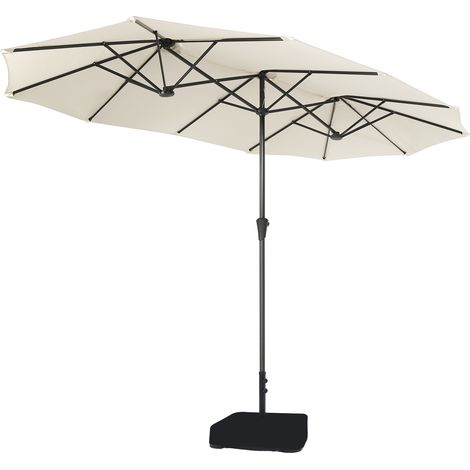 Sekey Sonnenschirm 400 x 220 cm Doppel Donnenschirm mit Ständer Doppelsonnenschirm Garten,Creme (1/5)