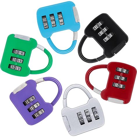 Lot de 6 Mini Cadenas à Combinaison, Cadenas Code de 3 Chiffres pour Valise, Cadenas à Bagages Réinitialisables, Petit Cadenas de Sécurité pour Voyage, Sac à Dos, Lockers Gym (1/5)