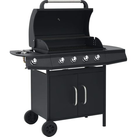 Gasgrill 4+1 Flammen Schwarz Stahl (1/5)