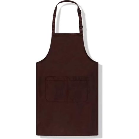 Delantal de cocina de dos piezas, delantal unisex con dos bolsillos, delantal tipo peto unisex adecuado para restaurantes y barbacoas - color café (1/5)