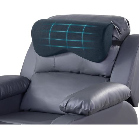 Oreiller Cervical pour Fauteuil inclinable, Coussin Ergonomique en Mousse pour Dormir, Support Cervical avec Sangle élastique pour canapé, Chaise de Bureau, Voiture (Gris foncé) (1/5)