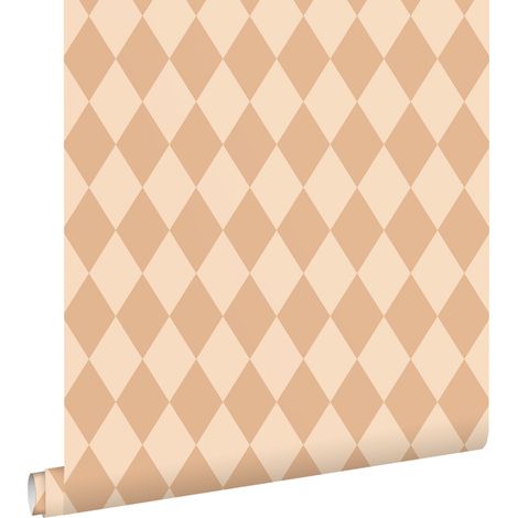 papier peint à carreaux rose pêche  - ESTAhome
