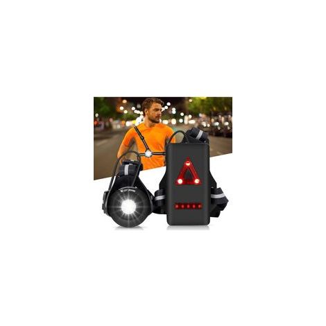 Luz para correr, luz pectoral para correr con haz ajustable, 500 lúmenes, lámpara impermeable recargable por USB con luces de advertencia LED intermitentes delanteras y traseras.