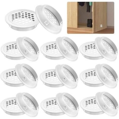 Pack of 20 35mm Round Stainless Steel Ventilation Grilles, Suitable for Furniture, Kitchen, Cabinets and Wardrobes (1/4)