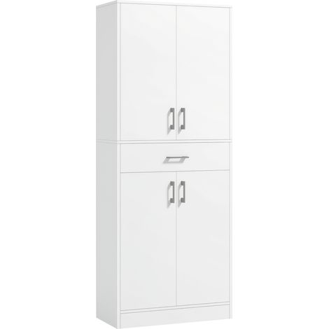 HOMCOM alacena de cocina mueble de cocina con 4 puertas 1 cajón y estantes ajustables antivuelco armario de cocina moderno 70,8x34x180 cm (1/5)
