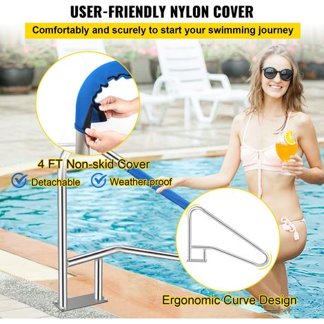 Rampe Piscine Inox 139 - 7x81 2 cm Main Courante 113 kg Rail (1/5)