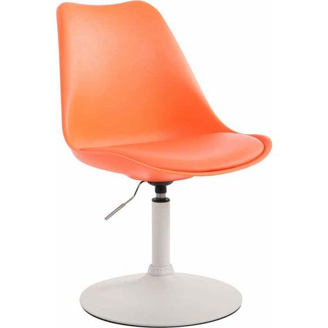 Silla de comedor giratoria x1 regulable en altura de plástico naranja con base de trompeta de metal blanco 100008483 (1/3)