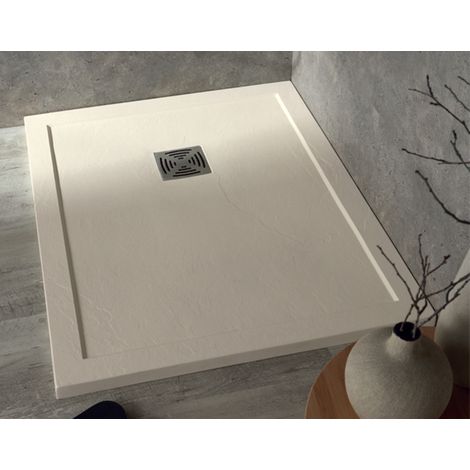Piatto doccia 80x180 h.3,3 in marmoresina con bordo crema Flat di (1/5)