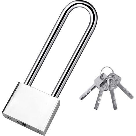 CSPARKV Cadenas à clé Cadenas Robuste à anse longue avec 4 clés, cadenas Sécurité Etanche Exterieur pour entrepôt, garage, jardin, Clôtures-30mm (1/5)