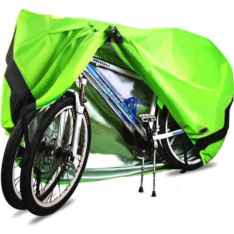 Housse de vélo, 210D Haute Qualité Housse de Bicyclette Imperméable Polyester Oxford,Convient Aux Vélos et électrique Motos et Scooters, Peut Couvrir Jusqu'à Deux Vélos (Vert) (1/5)