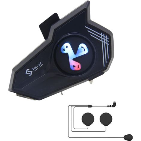Casque – Système de communication pour casque Lumière colorée, suppression du bruit, assistant vocal, écouteurs étanches pour le cyclisme en plein air, l'équitation, la motoneige (1/5)