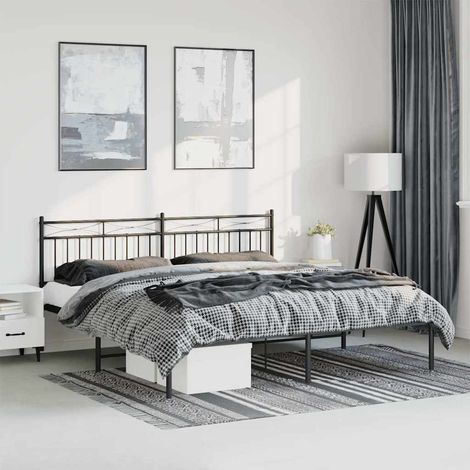 vidaXL Metal Bed Frame without Mattress with Headboard Black 183x213cm (1/5)