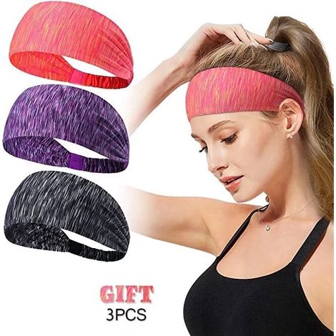 MINKUROW 3 Pezzi Fascia Per Capelli Donne Allenamento Fasce Per Capelli Fascia Per Capelli Fascia Per Capelli Elastica Copricapi Per Yoga Sport Quotidiani-B (1/5)