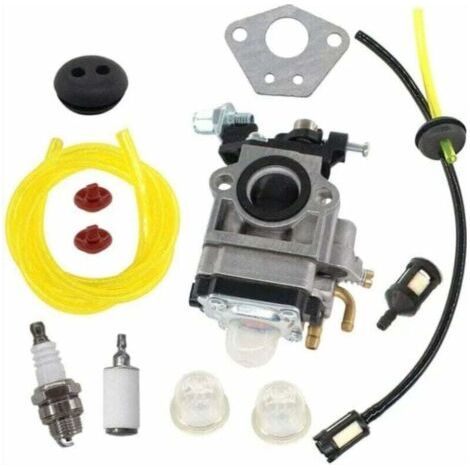 Carburateur pour débroussailleuse 52cc 49cc 43cc Carbu Kit avec joint, tuyau, bougie d'allumage et filtre à essence, Convient à une grande variété de tondeuses à gazon, débroussailleuses