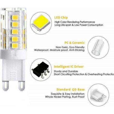 Lot de 10 Ampoules LED G9 - Blanc Froid 6000K 400LM - 5W - Économie d'Énergie (1/4)