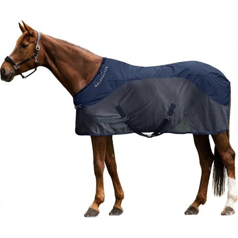 Couverture de Pluie et Anti-mouches pour Cheval L145cm WALDHAUSEN Comfort Bleu Nuit - 6330105-145 (1/4)