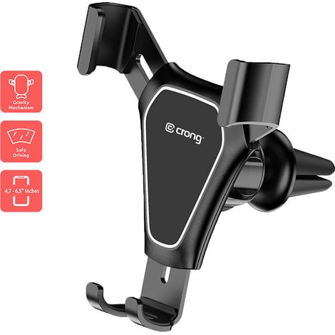 Crong Gravity Auto-Clip-Autohalterung – Schwerkraft-Autohalterung für 4,7-Zoll-6,5-Zoll-Telefone (schwarz) (1/5)