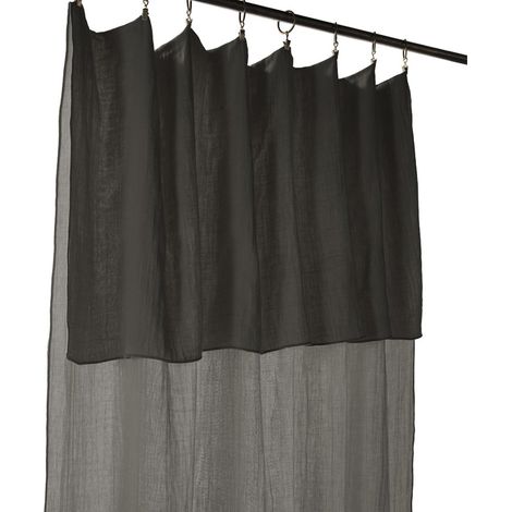 OUREA - Rideau Ajustable 140x300 cm Gaze de Coton Granit + 8 Anneaux Pince (1/5)