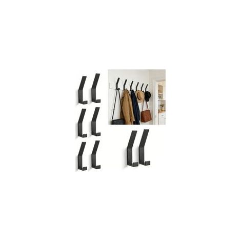 8 PCs Patères, Porte Manteau Mural (Vis Invisibles), Crochet Porte Manteau Moderne pour Vestes, Manteaux, Vêtements, écharpes, Sacs à Main et Plus (Noir)