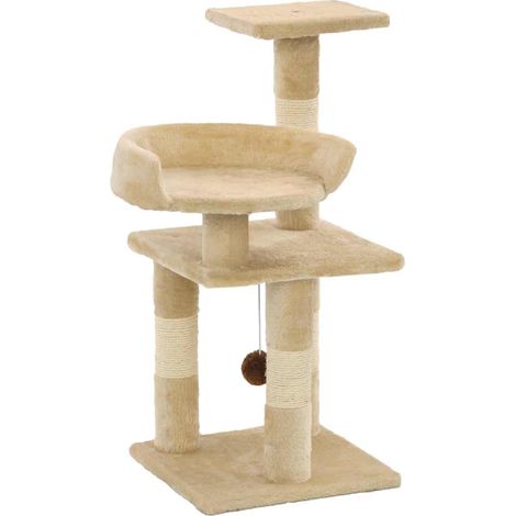 Cat Tree with Sisal Scratching Posts 65 cm Beige vidaXL (1/5)