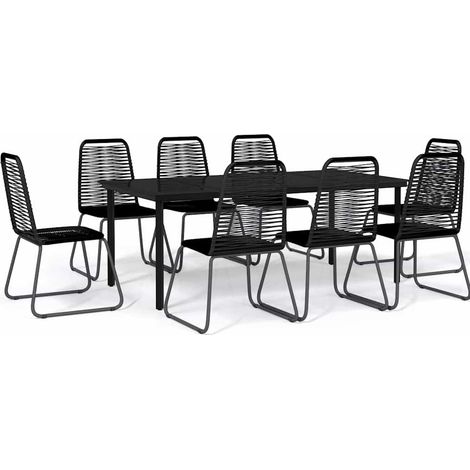 Maison Exclusive - Set da Pranzo per Giardino 9 pz con Cuscini Nero (1/5)