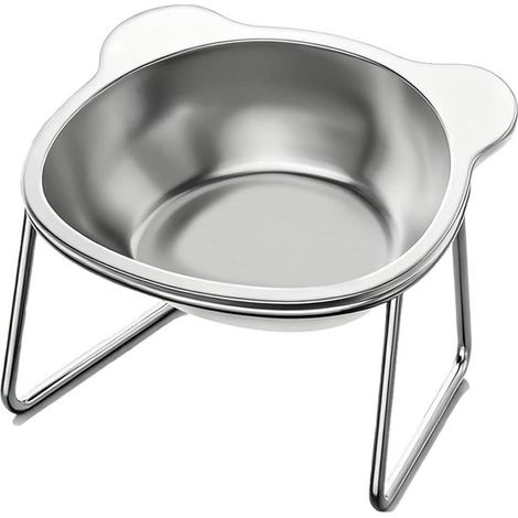 Gamelles surélevées pour chats, inclinées à 15° – 15 cm (5,9 pouces) en acier inoxydable – Respectueuses des moustaches – Anti-vomissements. Conviennent également aux petits chiens. (1/5)