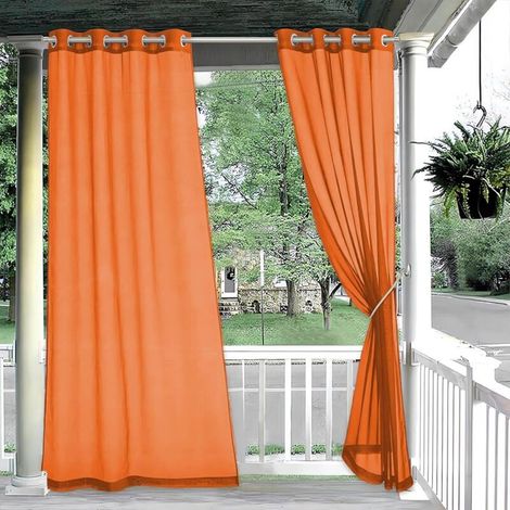 Lot de 2 Rideaux Voilages d'extérieur, avec œillets, pour Portails de Terrasse, 130 x 264 cm (1/4)