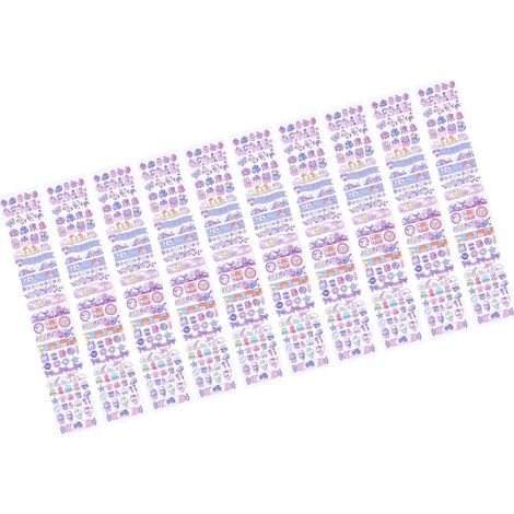 10 feuilles de ruban adhésif PET long, autocollants décoratifs mignons de style dessin animé pour calendrier, type 9