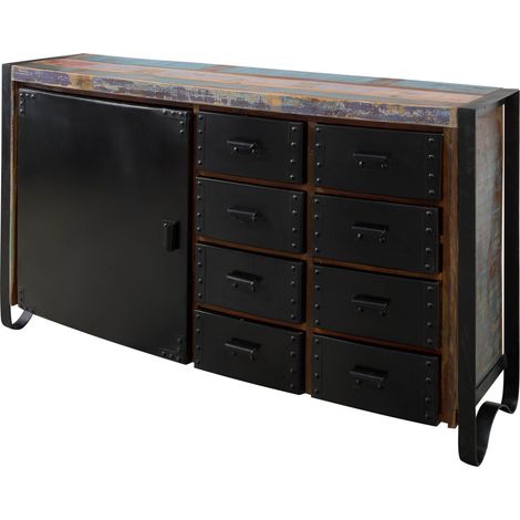 credenza in legno di Legno riciclato 143x43x90 multicolore laccato INDUSTRIAL 102