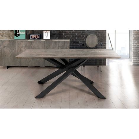 Tavolo Rettangolare Fisso con Gambe Incrociate Piano Beton  Dimensione Tavoli: 160 x 90