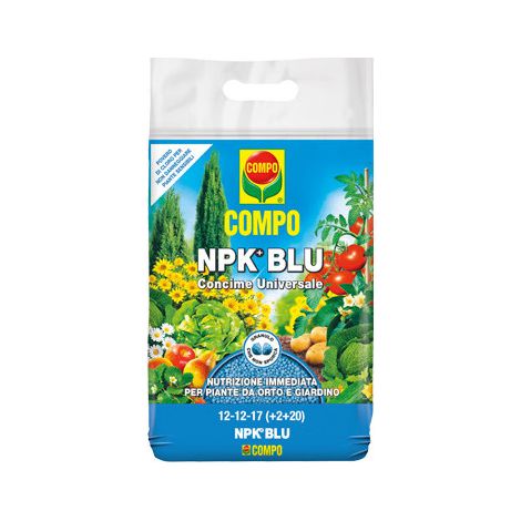 Abono granulare universal – 4kg – COMPO NPK+AZUL – Nutrición inmediata para huerto y jardín