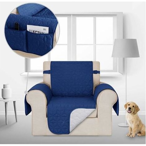 Housse de Canapé 1 Place pour Salon Matelasse Jeté de Canapé Protège Canapé 54x190cm Bleu (1/5)