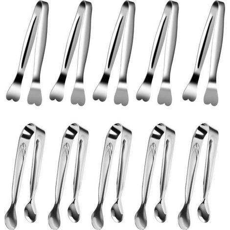 10 pcs pince à glaçons, pince à sucre en acier inoxydable, pince de service multifonction pour bar à bonbons, mariage et cuisine (1/4)
